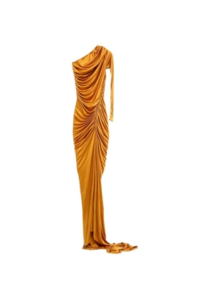 Atlein draped one-shoulder gown - Orange
