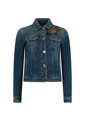 Moorer beaded flap-pocket denim jacket - Blue