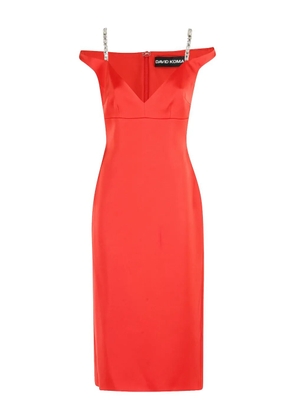 David Koma crystal-strap midi dress - Red