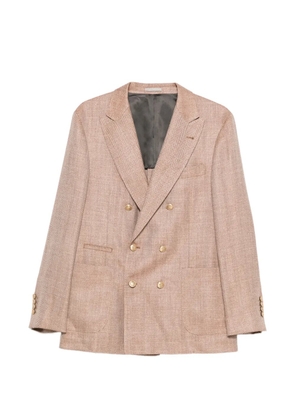 Brunello Cucinelli herringbone double-breasted jacket - Brown
