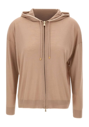 Eleventy striped-trim hooded zip cardigan - Neutrals