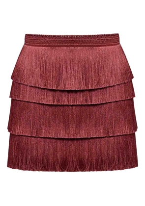 PatBO x Camila Coelho Amber fringed mini skirt - Brown