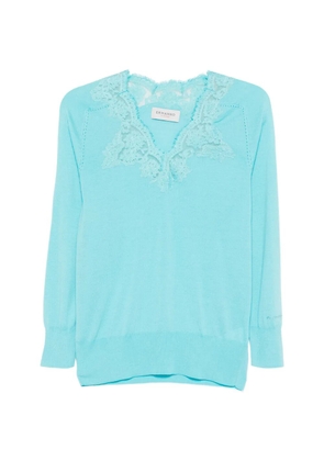 ERMANNO FIRENZE lace V-neck top - Blue