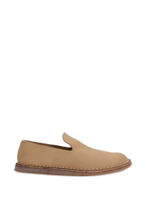 Guidi round-toe leather flat loafers - Neutrals
