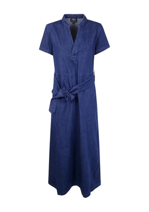 A.P.C. Annelie belted denim midi dress - Blue