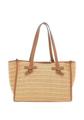 MARCELLA CLUB medium Marcella woven-straw shoulder bag - Neutrals