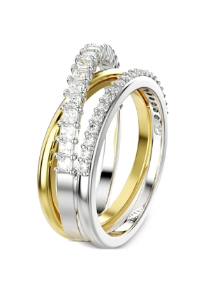 Swarovski Hyperbola engraved logo crystal ring - Gold