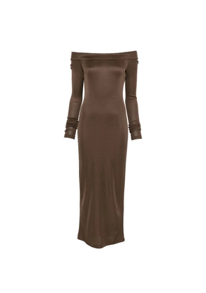 THE ANDAMANE off-shoulder long-sleeve dress - Brown