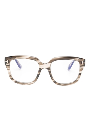 TOM FORD Eyewear stripe geometric glasses - Brown
