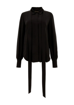 Elie Saab pleated neck-tie shirt - Black
