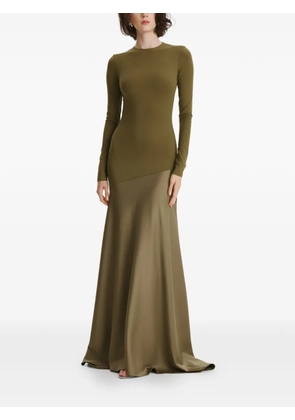 2310 STUDIO long-sleeves colour-block maxi dress - Green