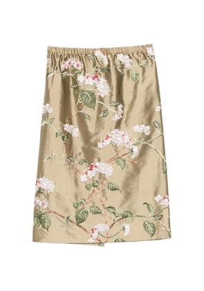 AO YES floral-embroidered skirt - Neutrals