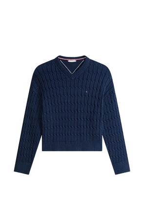 Tommy Hilfiger cable-knit V-neck sweater - Blue