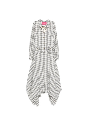 MIAU by Clara Rotescu Magnolia bow-neck fringe-detail asymmetric dress - White