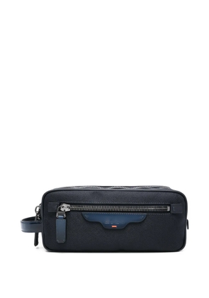 Santoni logo-patch wash bag - Blue