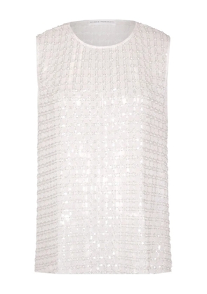 Niccolò Pasqualetti floral embroidered tulle top - White