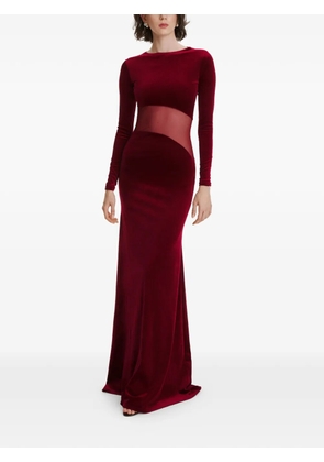 2310 STUDIO long-sleeves velvet maxi dress - Red