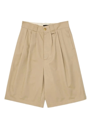 Willy Chavarria pleated logo-patch shorts - Neutrals