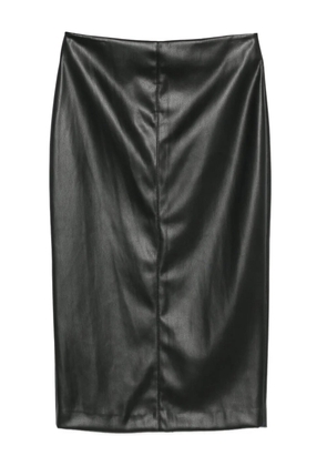 Nude back-slit midi skirt - Black