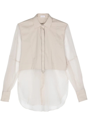 Brunello Cucinelli Monili-chain panelled shirt - Neutrals