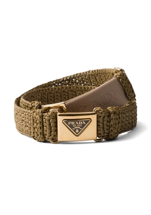 Prada triangle-logo crochet belt - Green