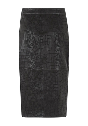 Enes crocodile-effect slit midi skirt - Black
