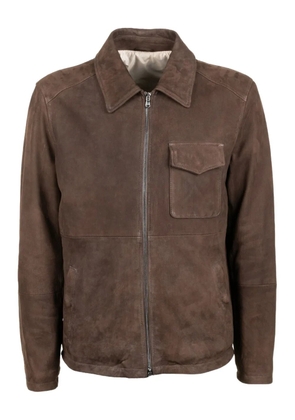 Barba leather zip-up jacket - Brown