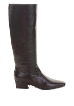 lorena paggi square-toe leather boots - Brown