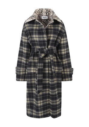 Duran Lantink belted plaid coat - Blue