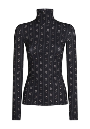 Tory Burch geometric-print turtleneck top - Blue