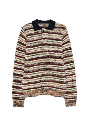 sacai striped polo knitwear - Brown