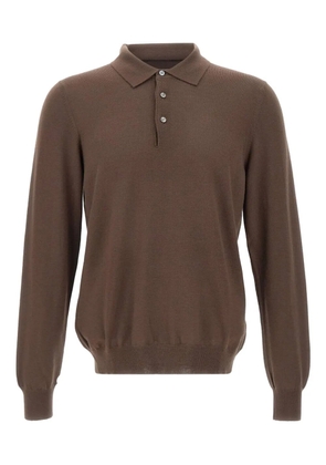 Gran Sasso button ribbed polo shirt - Brown