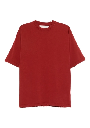 STAY HUMAN ON EARTH frayed T-shirt - Red