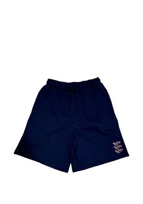 Bisous Skateboards drawstring embroidered shorts - Blue