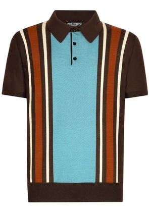 Dolce & Gabbana striped knit polo shirt - Brown