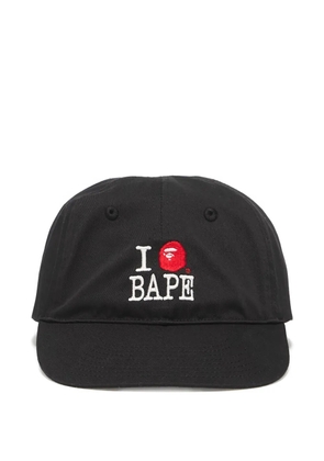 A BATHING APE® logo cotton twill baseball cap - Black