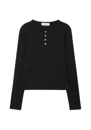 DUNST buttoned long-sleeve T-shirt - Black