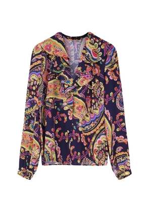 ETRO ruffled paisley blouse - Blue