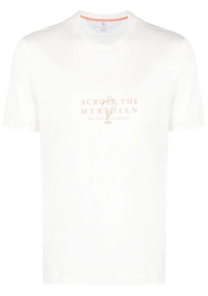 Brunello Cucinelli slogan-print cotton T-shirt - White
