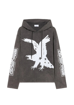 Off-White eagle-print hooded long-sleeve T-shirt - Grey