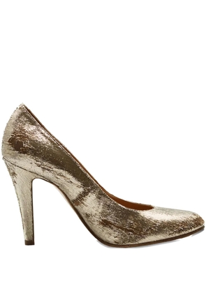 Maison Margiela destroyed-effect leather pumps - Gold