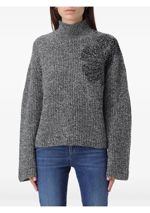 LIU JO flower-appliqué sweater - Grey