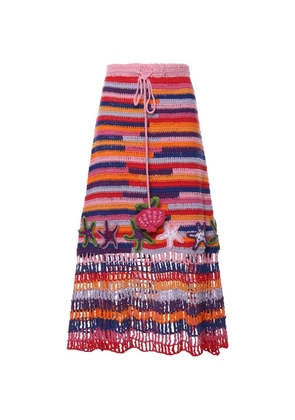 Celia B Venus flared crocheted midi skirt - Pink