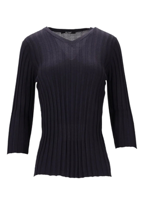 La-Rose V-neck ribbed top - Blue