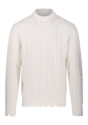 A Paper Kid cable-knit frayed sweater - White
