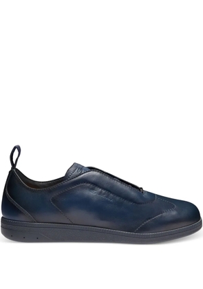 Santoni leather slip-on sneakers - Blue