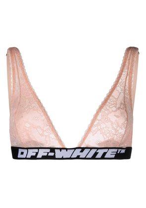 Off-White logo-jacquard triangle bra - Neutrals
