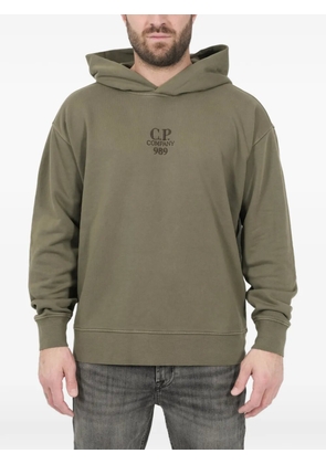 C.P. Company logo-embroidery hoodie - Green