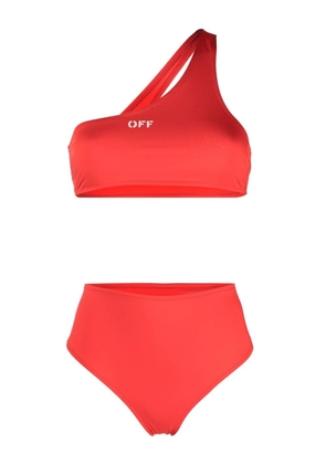 Off-White one-shoulder high-waisted bikini - Red