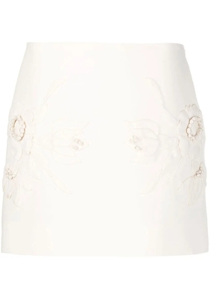 Valentino Garavani floral-embroidered mini skirt - Neutrals